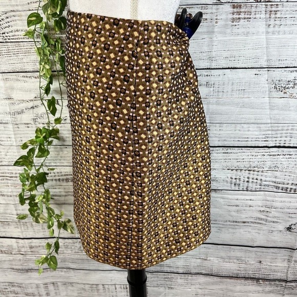 Ann Taylor Loft Skirt sz 6 Gold Pink Navy Textured Above Knee A Line Aztec Boho - Picture 9 of 11